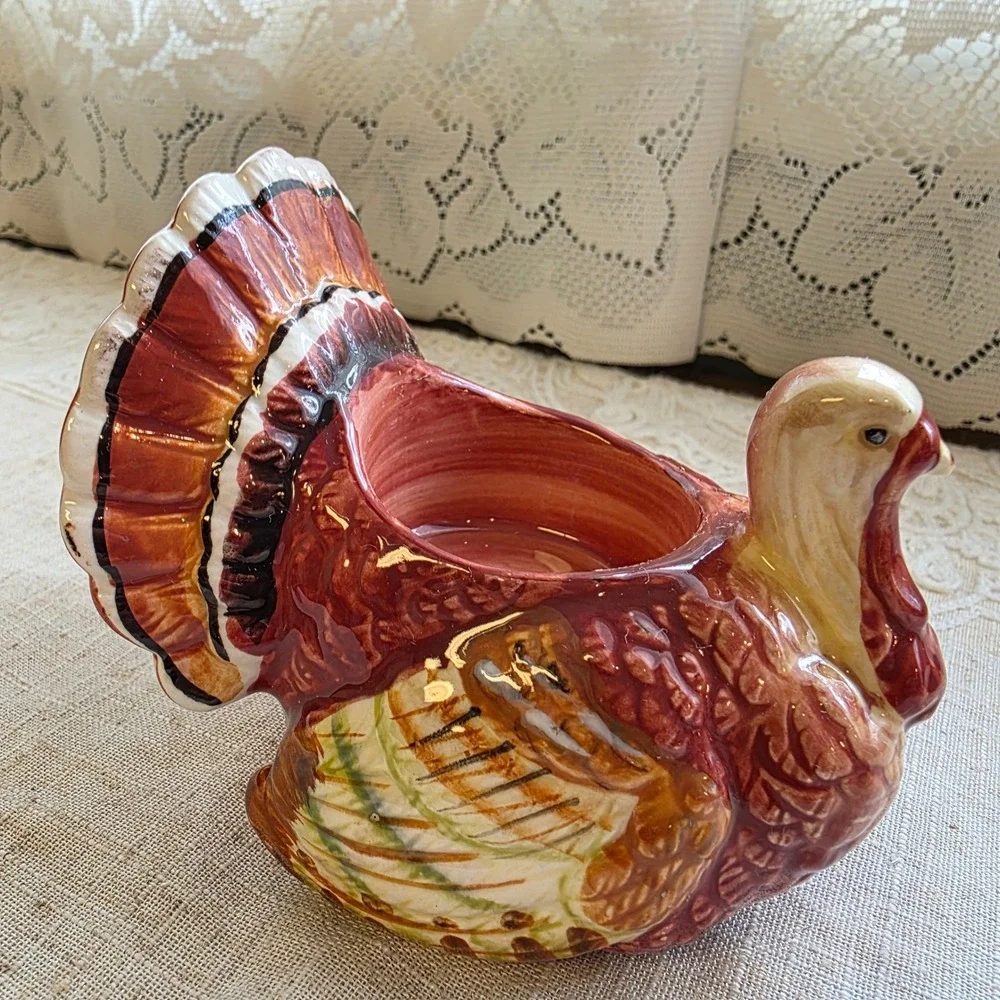 Yankee Candle Turkey Tea Light Holder Small Brown 2012 Thanksgiving Decor